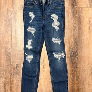 Hollister Dark Blue Distressed Skinny Jeans